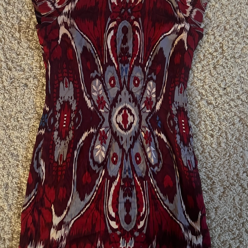 Guess by Marciano Bold Red and Gray Patterned Mini Dress